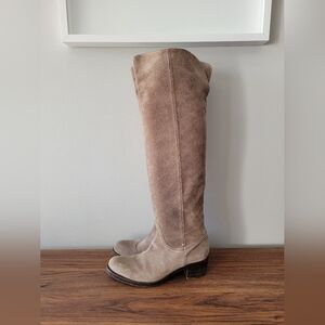 FRANCO MARTINI tan suede western inspired to the knee boots